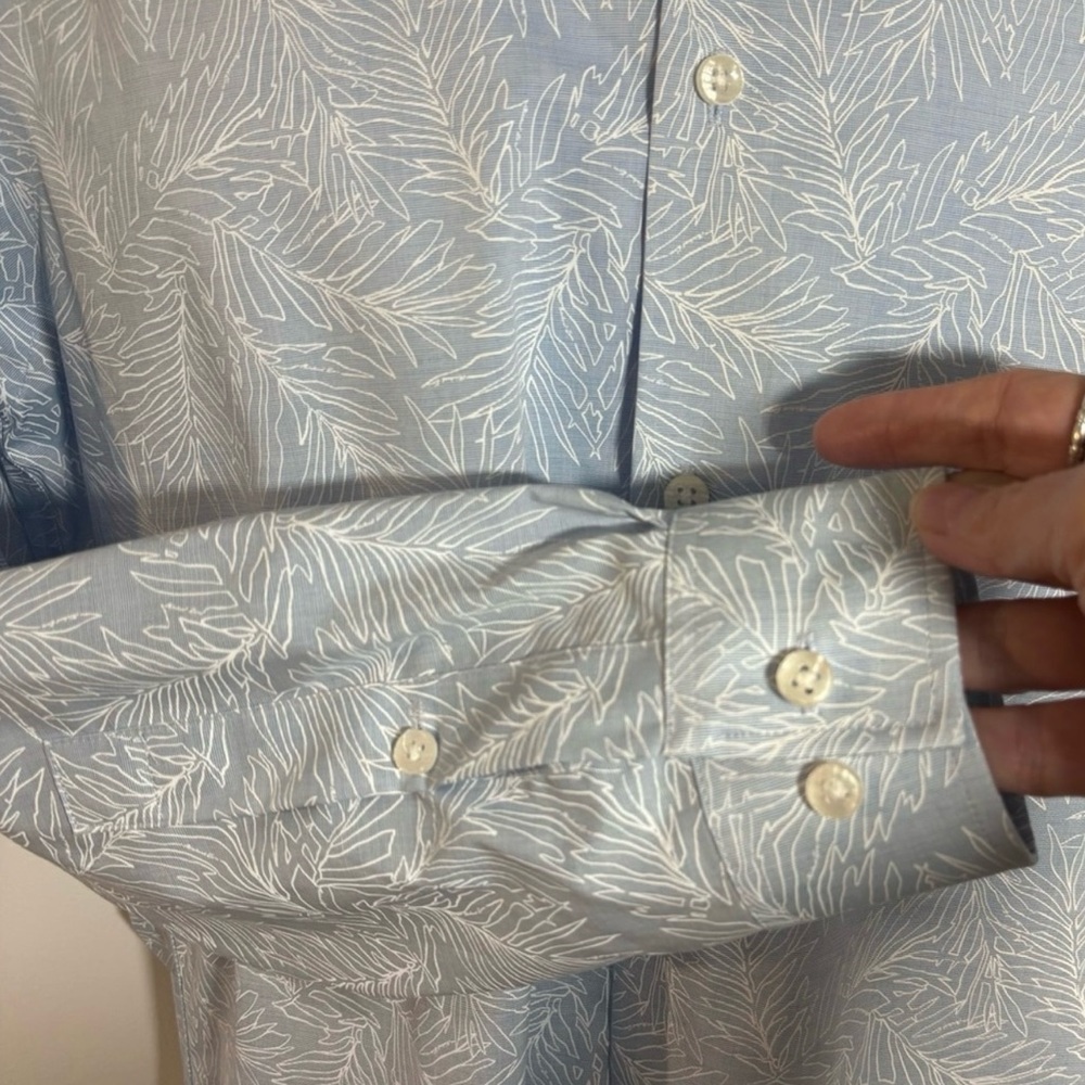 NWT MICHAEL KORS Slim Fit Non-Iron Dress Shirt Airsoft Leaf Print 14.5 32/33💛 - Picture 5 of 13
